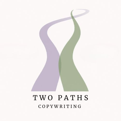 Two Paths, one lavender and one sage green, converging.